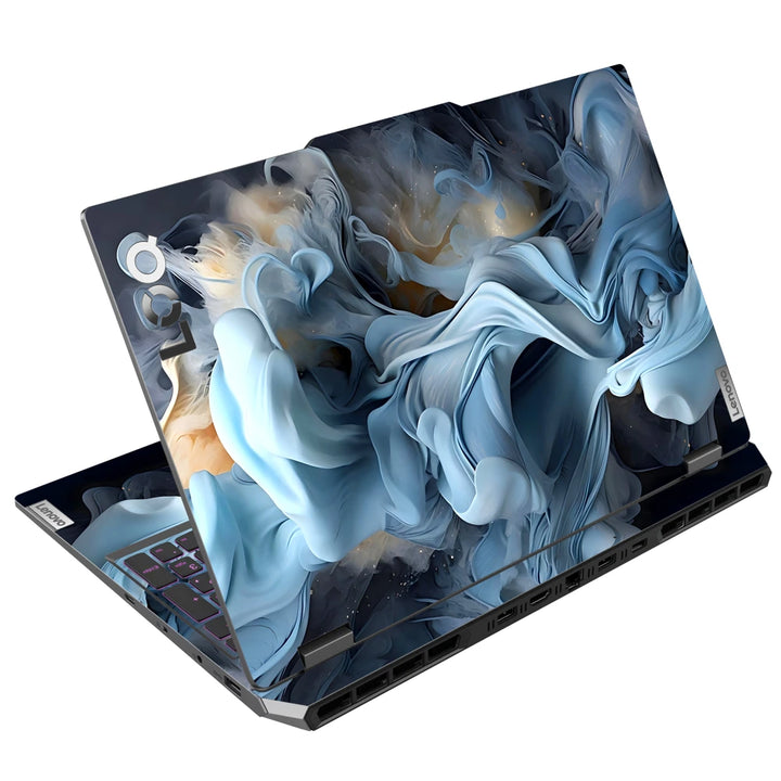 3M Material Textured Embossed Laptop Skin - Abstract Soft Blue Smoke Fluid Art