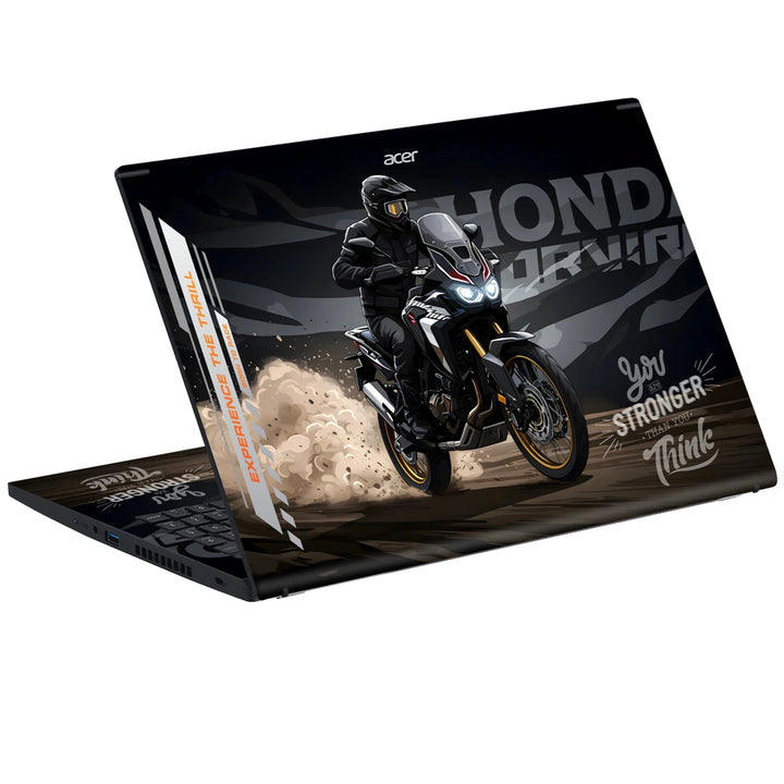 3M Material Textured Embossed Laptop Skin - Shadow Rider Minimalist Motorcycle Art