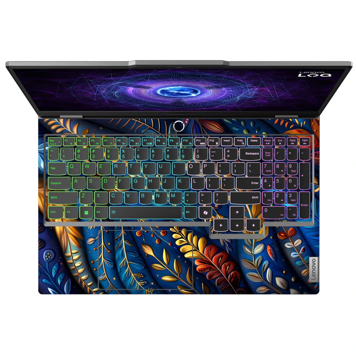 3M Material Textured Embossed Laptop Skin - Abstract Gold Feather Pattern