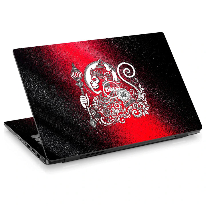 3M Material Textured Embossed Laptop Skin - Hanuman Red Grunge Folk Art