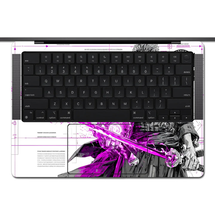 MacBook Laptop Skin - One Piece Zoro Green Neon Samurai