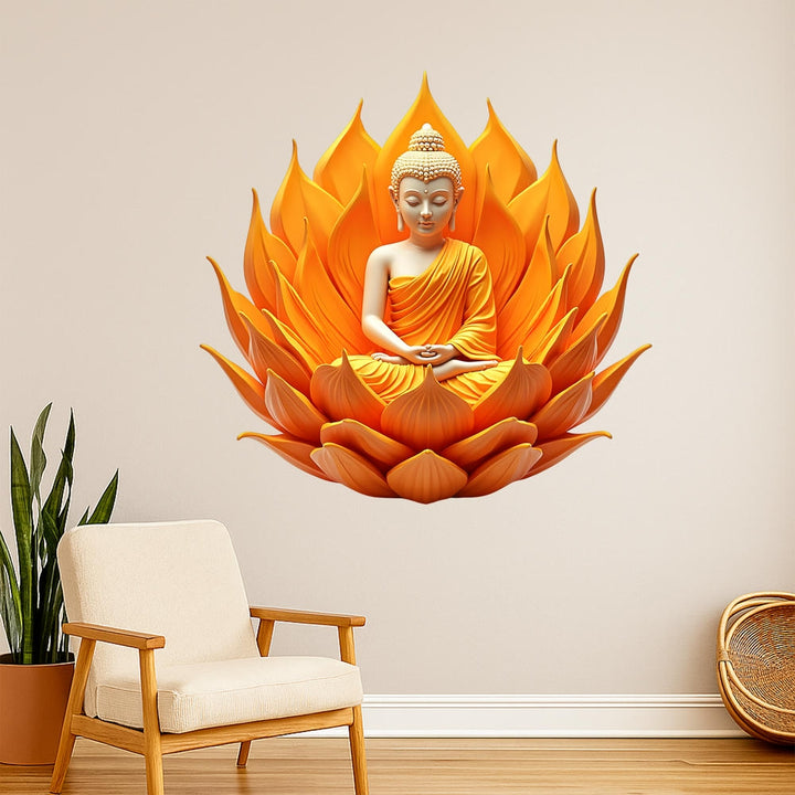 Wall Decal - Sitting Buddha Lotus Art