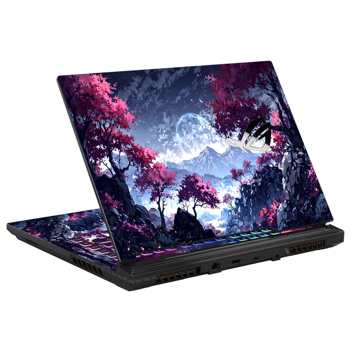 3M Material Textured Embossed Laptop Skin - Minimalist Misty Blue Mountain Forest