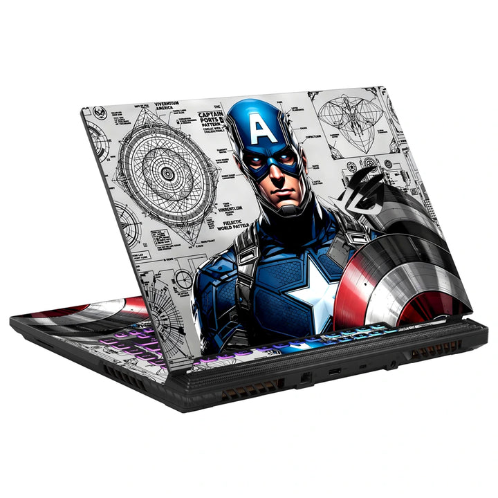 3M Material Textured Embossed Laptop Skin - Captain America Comic Pop Art Shield