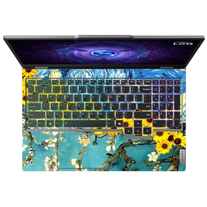 3M Material Textured Embossed Laptop Skin - Van Gogh Sunflowers Oil Painting