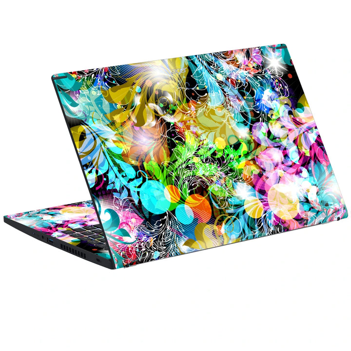 3M Material Textured Embossed Laptop Skin - Colorful Floral Bokeh Abstract