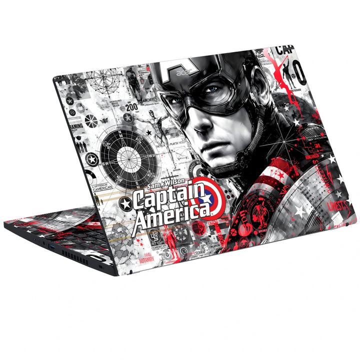 3M Material Textured Embossed Laptop Skin - Captain America Red Grunge Art