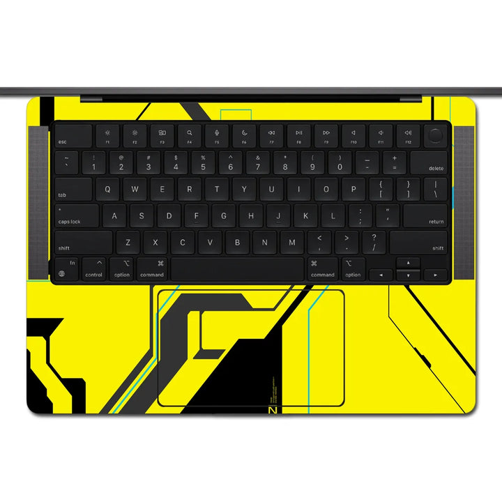 MacBook Laptop Skin - Abstract Yellow Cyberpunk Tech Grid