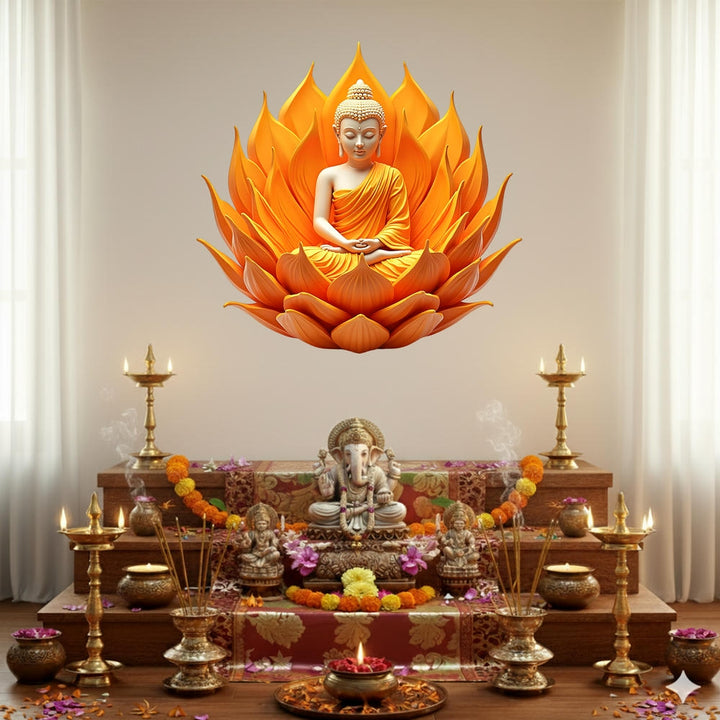 Wall Decal - Sitting Buddha Lotus Art