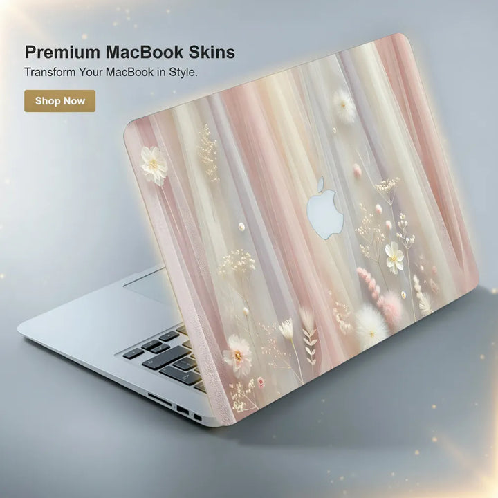 MacBook Laptop Skin - Soft Floral Tulle Fabric
