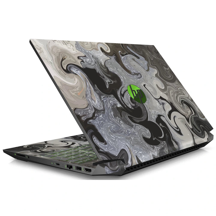 3M Material Textured Embossed Laptop Skin - Abstract Monochrome Black White Marble