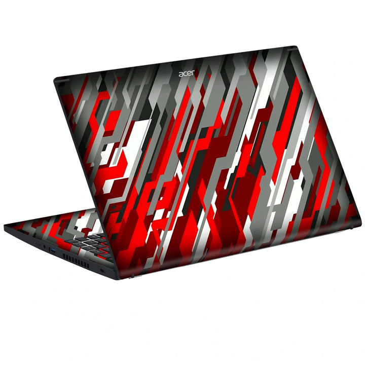 3M Material Textured Embossed Laptop Skin - Abstract Red White Geometric Racing