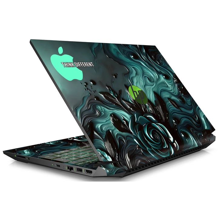 3M Material Textured Embossed Laptop Skin - Apple Aqua Rose Fluid Art