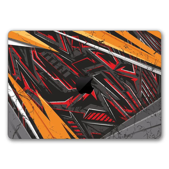 MacBook Laptop Skin - Abstract Red Orange Cyberpunk Grid