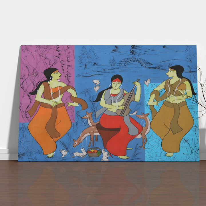 Canvas Painting - Folk Dancers in Traditional Colors