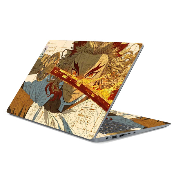 3M Material Textured Embossed Laptop Skin - Demon Slayer Rengoku Fire Sword Art