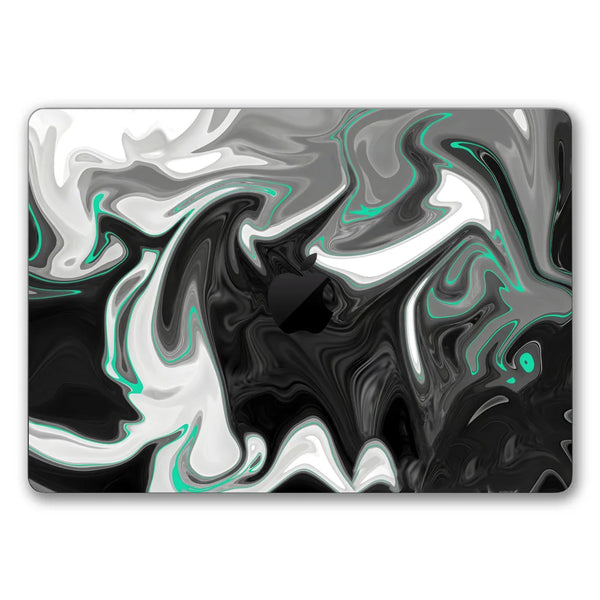 MacBook Laptop Skin - Abstract Grey Teal Marble Fluid Art