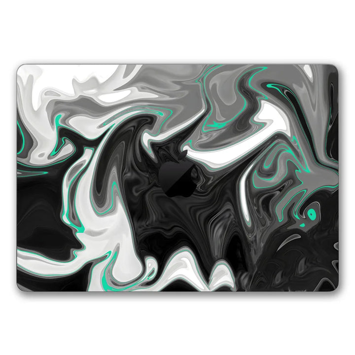 MacBook Laptop Skin - Abstract Grey Teal Marble Fluid Art