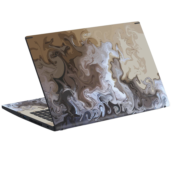 3M Material Textured Embossed Laptop Skin - Abstract Grey White Flowing Marble