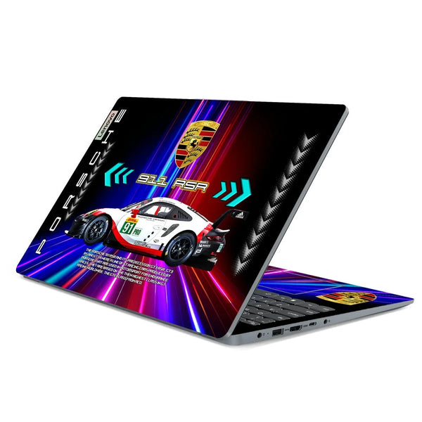 3D Embossed Laptop Skin - Porsche Racing Street Glow