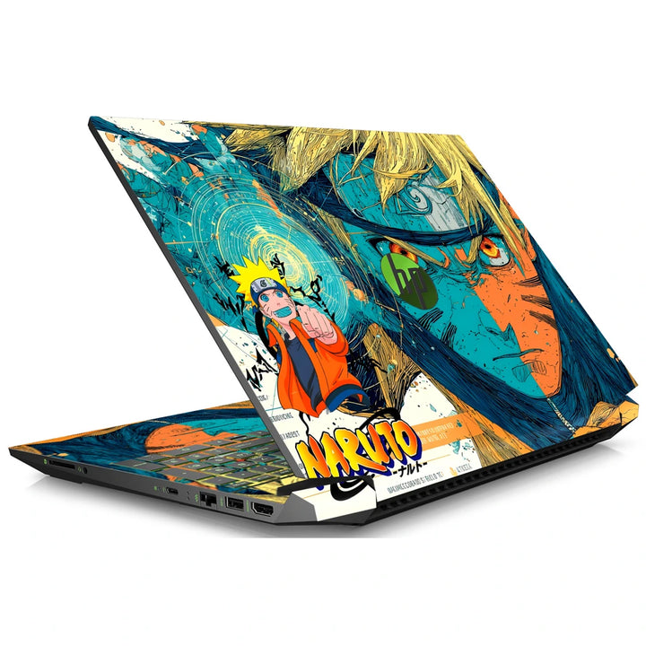 3M Material Textured Embossed Laptop Skin - Naruto Kurama Split Face Art