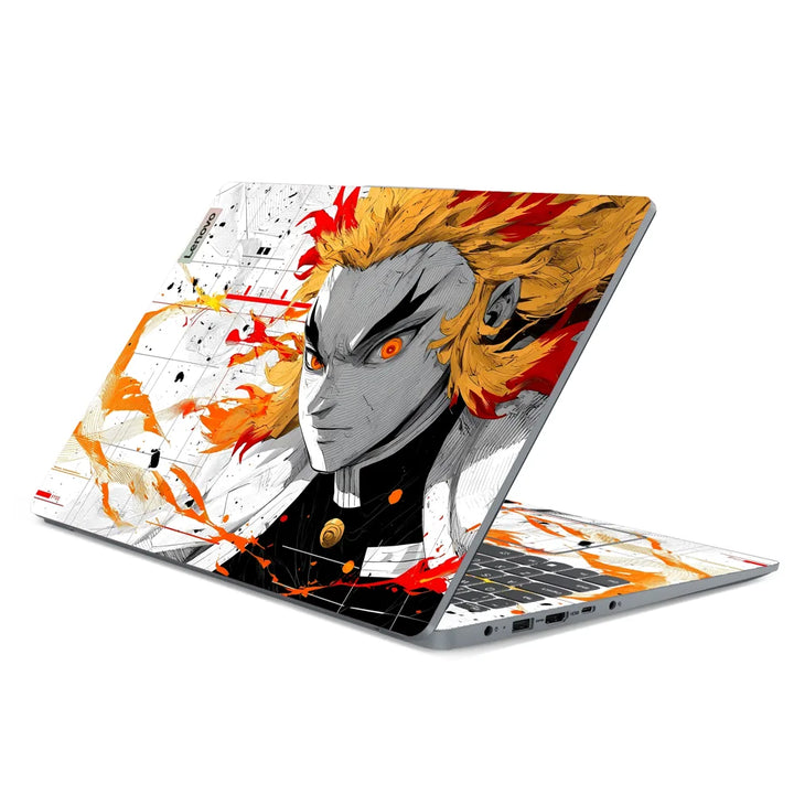3M Material Textured Embossed Laptop Skin - Demon Slayer Rengoku Flame Hashira
