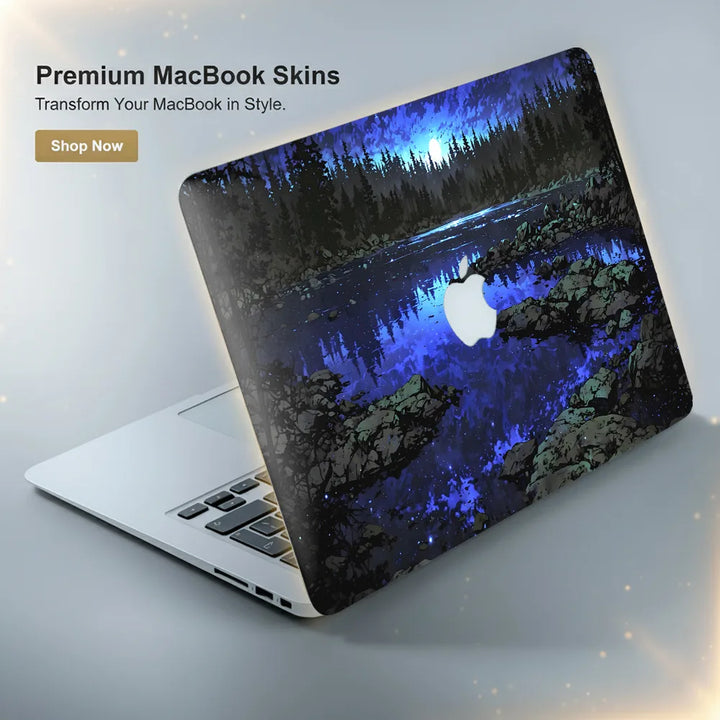 MacBook Laptop Skin - Forest Lake Night Minimalist Blue