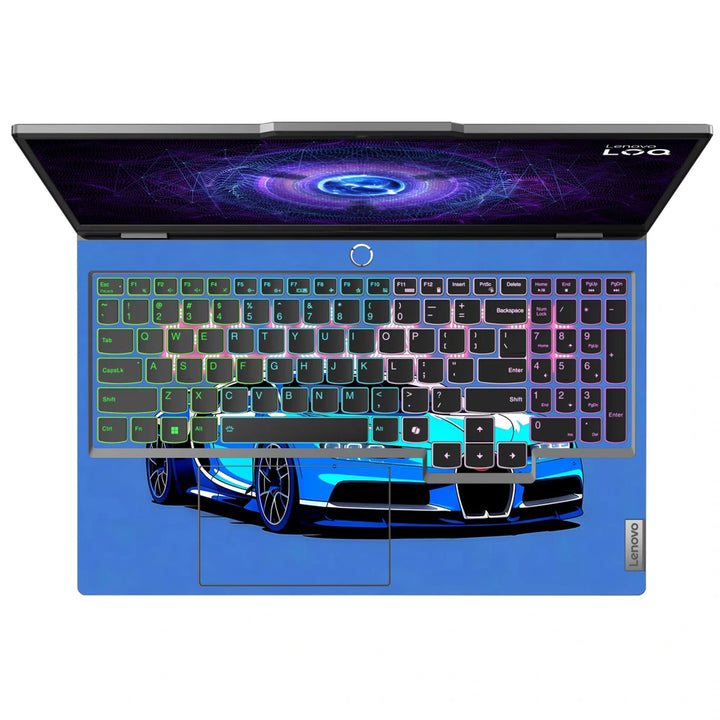 3M Material Textured Embossed Laptop Skin - Bugatti Chiron Hypercar Blue