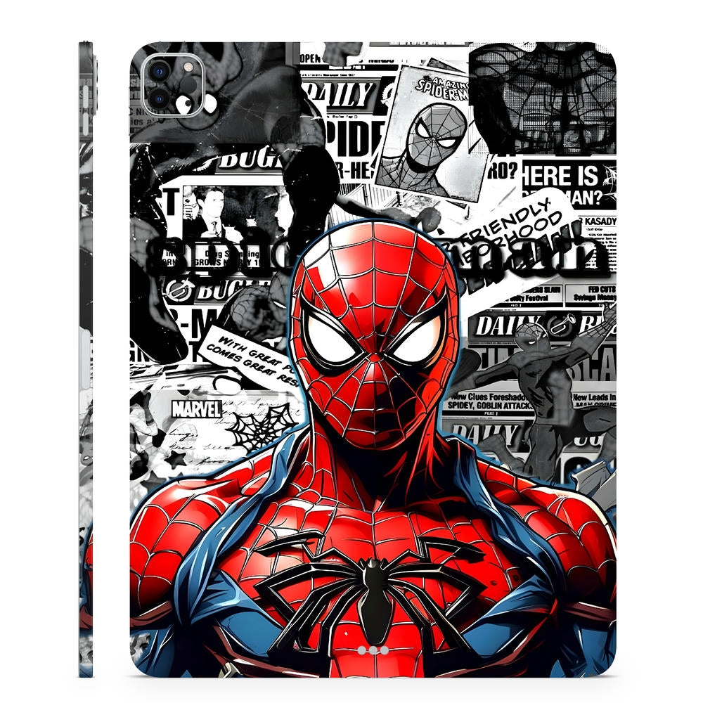 3D Embossed Tablet Skin - Spidey Classic Newsprint Pop – SkinsLegend