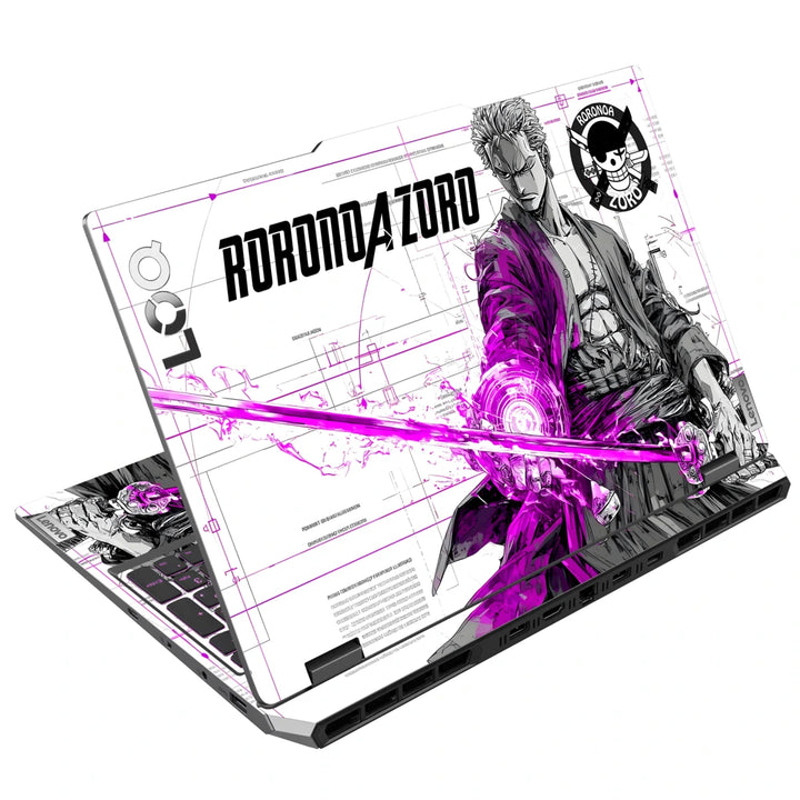 3M Material Textured Embossed Laptop Skin - One Piece Zoro Green Neon Samurai