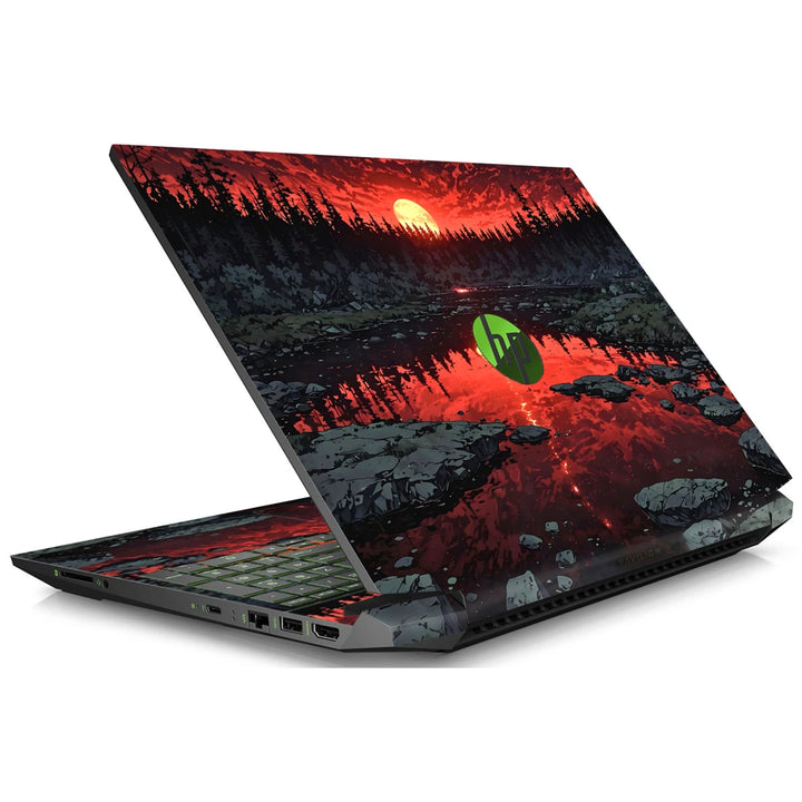 3M Material Textured Embossed Laptop Skin - Abstract Sunset Red Water Reflection