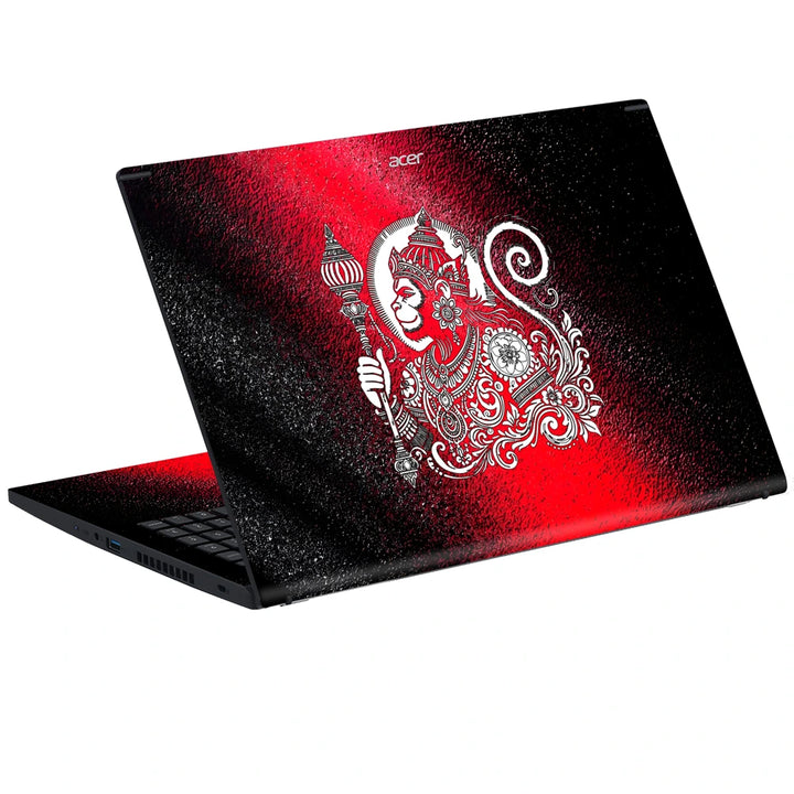 3M Material Textured Embossed Laptop Skin - Hanuman Red Grunge Folk Art