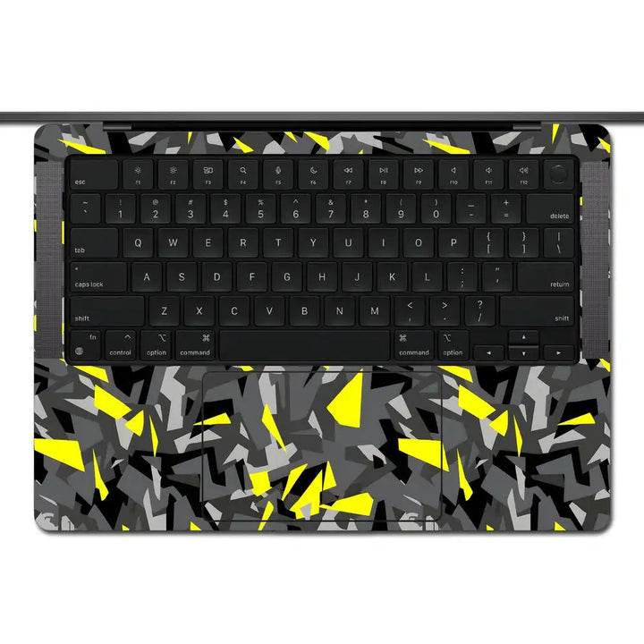 MacBook Laptop Skin - Yellow Shards on Dark Geometric Background