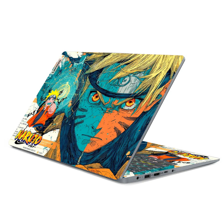 3M Material Textured Embossed Laptop Skin - Naruto Kurama Split Face Art