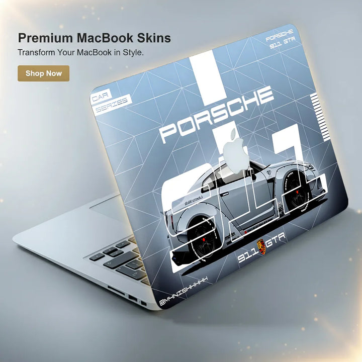 MacBook Laptop Skin - Porsche 911 Technical Blueprint