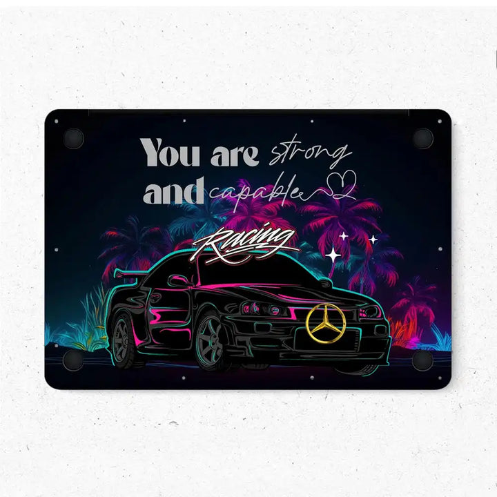 MacBook Laptop Skin - You are Strong and Capable Racing Neon Car