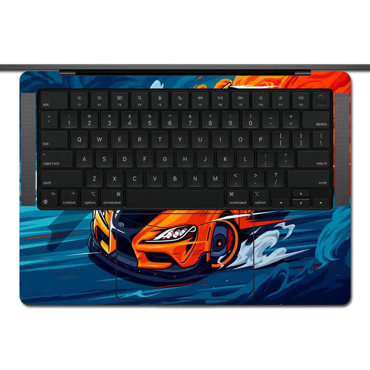 MacBook Laptop Skin - Toyota Supra Orange BlueFlames