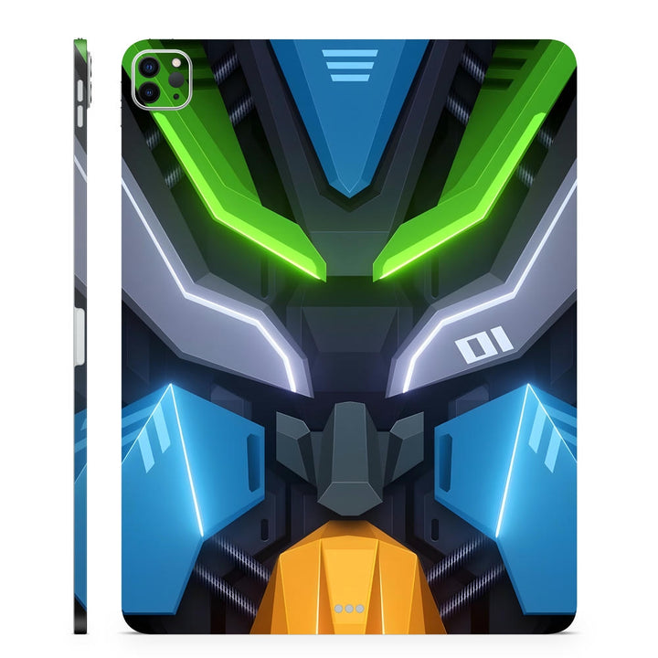 3D Embossed Tablet Skin Cyber Mech Neon Visor
