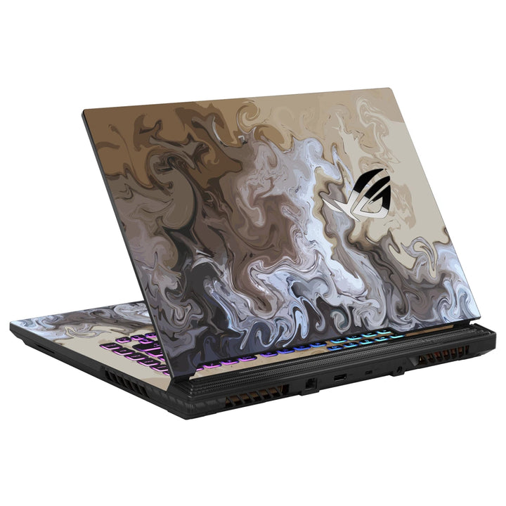 3M Material Textured Embossed Laptop Skin - Abstract Grey White Flowing Marble