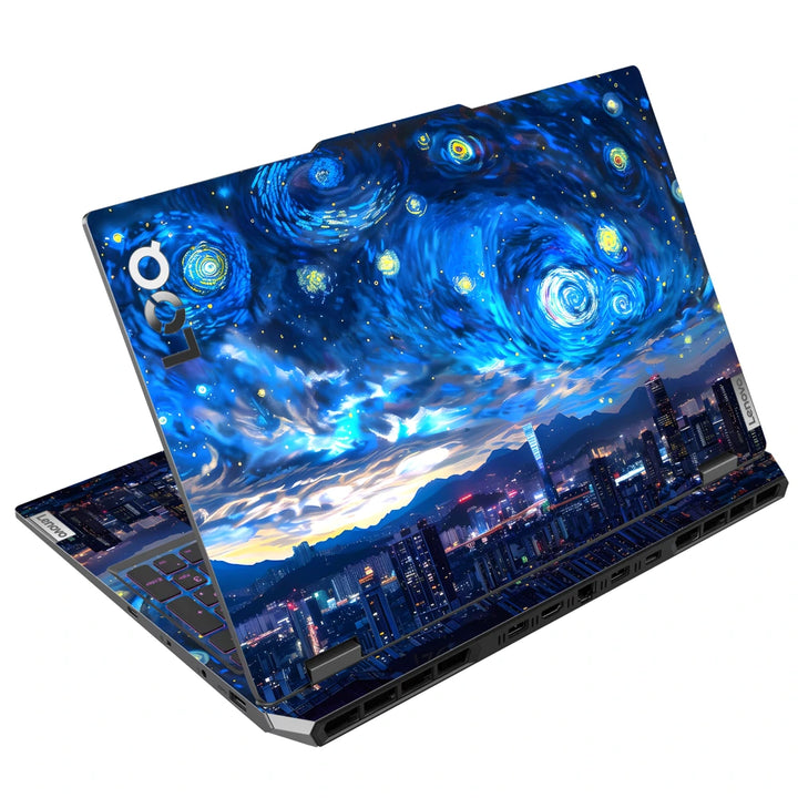 3M Material Textured Embossed Laptop Skin - Starry Night Vincent Van Gogh Cityscape