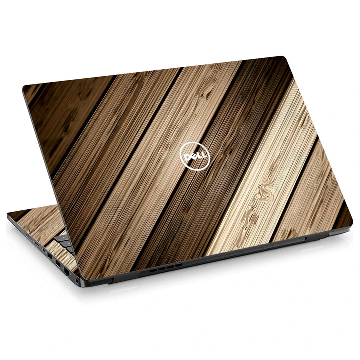 3M Material Textured Embossed Laptop Skin - Rustic Dark Brown Wood Plank Texture