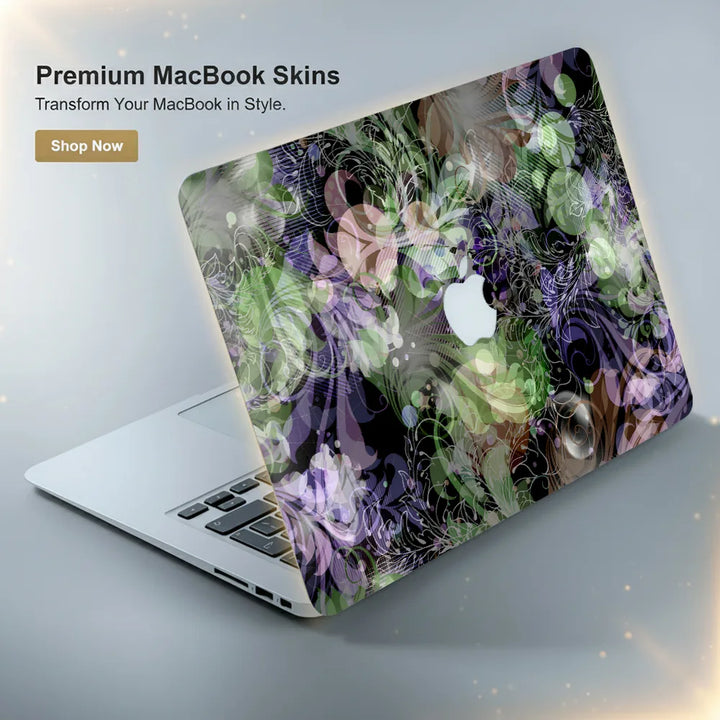 MacBook Laptop Skin - Gothic Dark Garden Floral Pattern