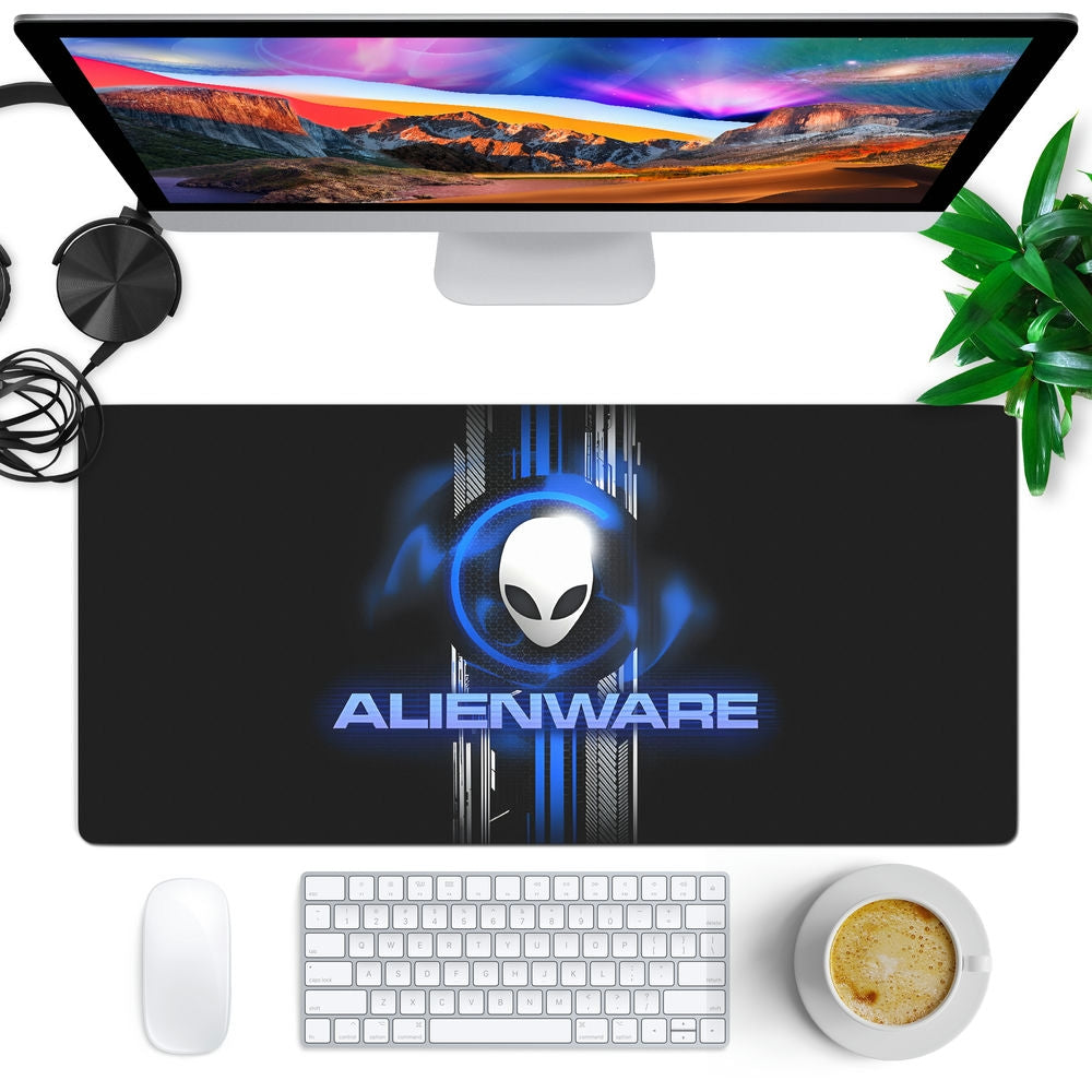 Optimize Your Gaming Experience with Alienware Blue on Black Anti-Slip ...