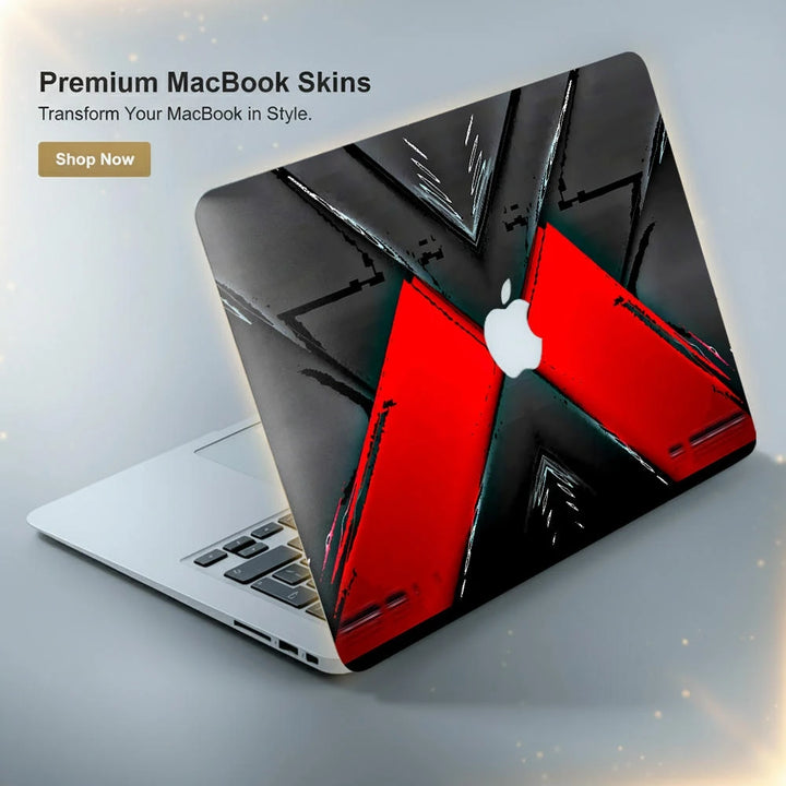 MacBook Laptop Skin - Red and Black Metallic X Theme