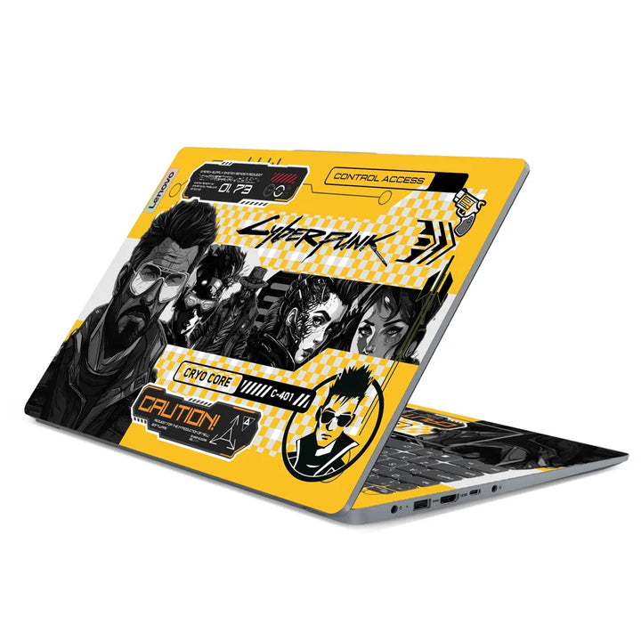 3M Material Textured Embossed Laptop Skin - Cyberpunk Yellow Neon Abstract Grid