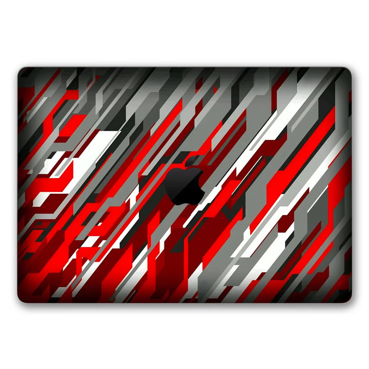 MacBook Laptop Skin - Abstract Red White Geometric Racing