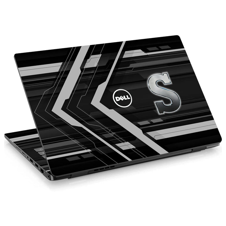 3M Material Textured Embossed Laptop Skin - Abstract Grey Racing Arrow Stripes