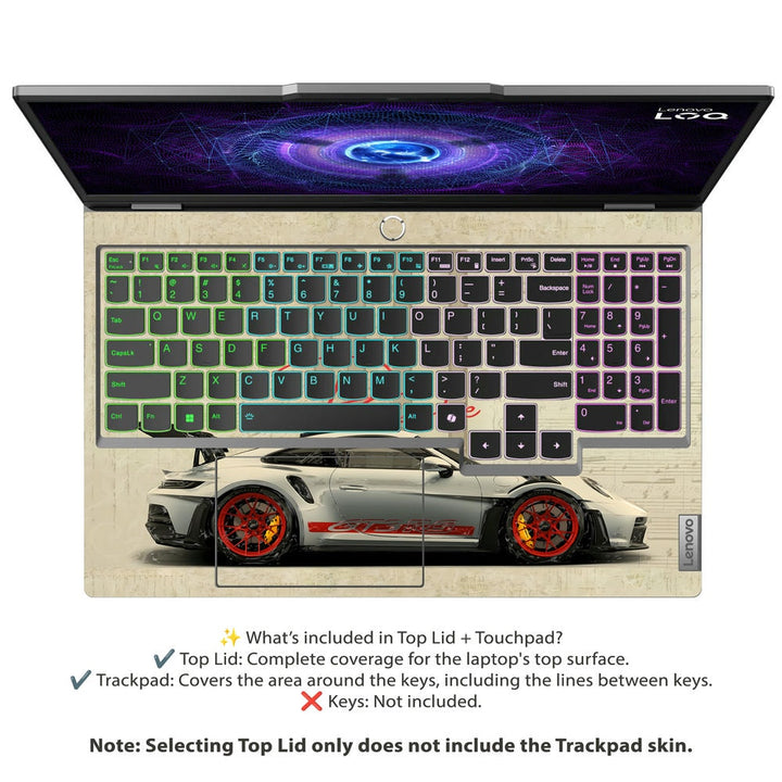 3D Embossed Laptop Skin - White Porsche Car