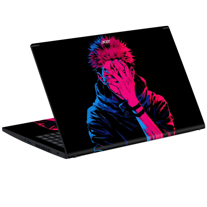 3M Material Textured Embossed Laptop Skin - Jujutsu Kaisen Neon Sukuna Shadow