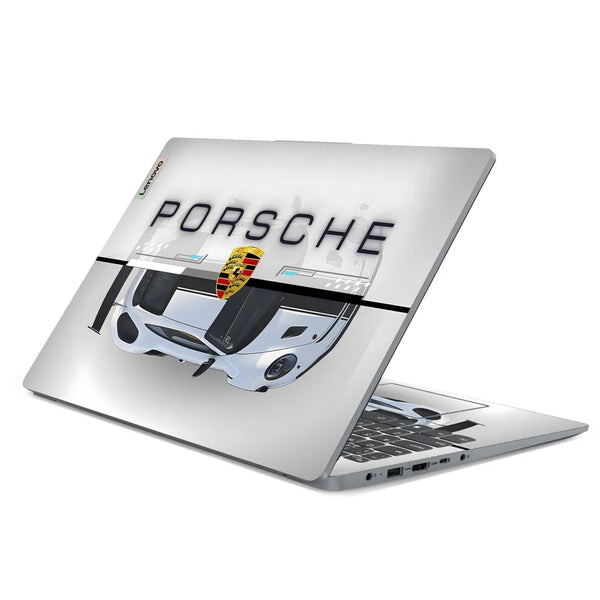 3M Material Textured Embossed Laptop Skin - Porsche White Sports Car Grunge
